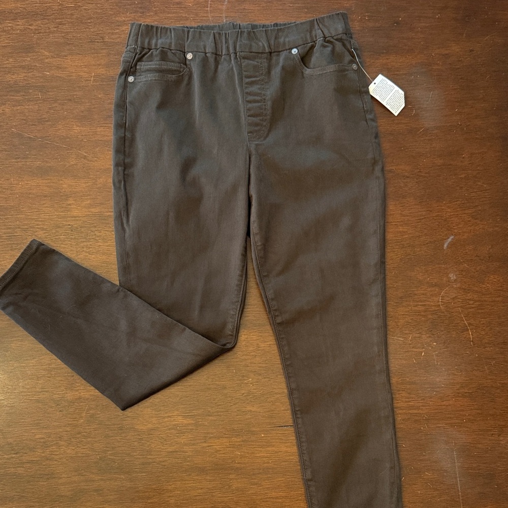 Lands End Brown Semi High Rise Pull On Skinny Jean Size 10 Petite